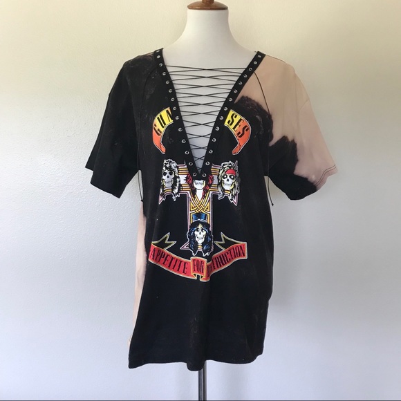 guns n roses lace up shirt
